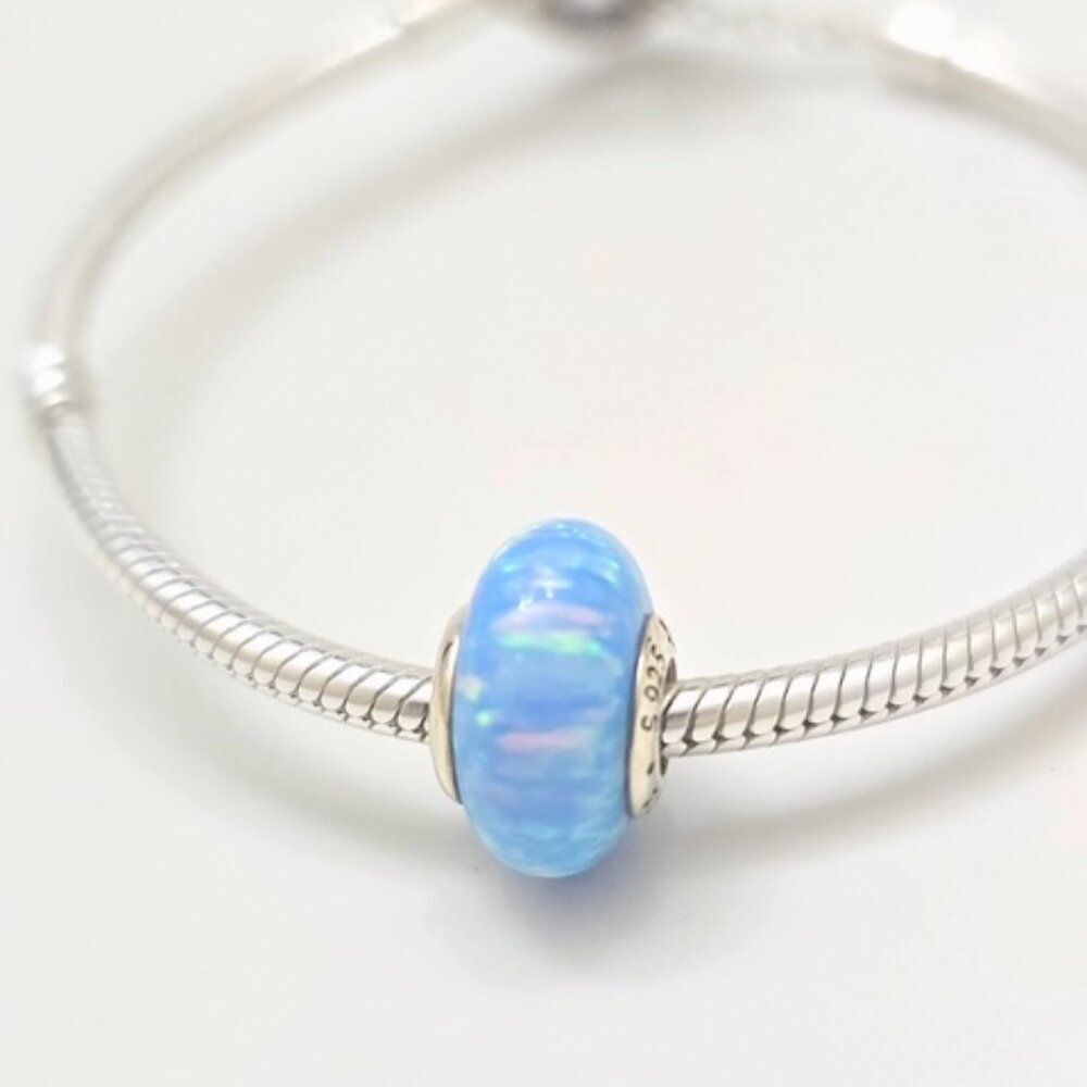 Pandora Blue Opalescent Murano Glass Bracelet Charm